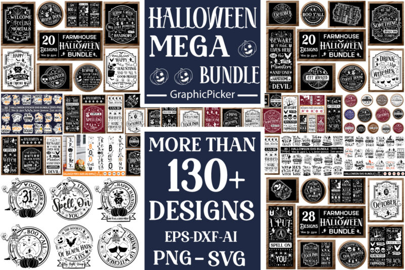 Farmhouse Halloween Mega Bundle, Halloween Big Bundle, Halloween Gift Idea SVG, Halloween Mega Bundle, Halloween Clipart, Halloween Cut file