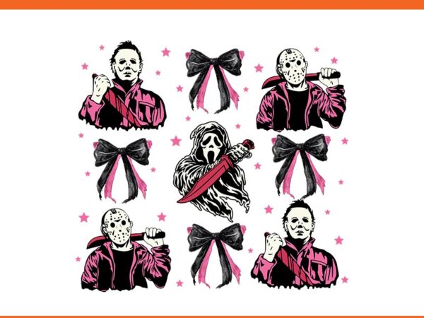 Coquette bow horror movie characters halloween png t shirt vector file