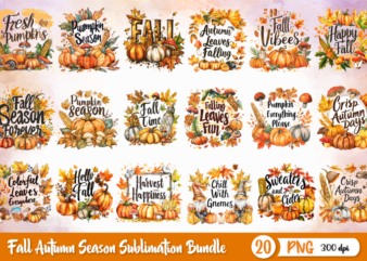 Fall autumn season sublimation bundle, fall t-shirt design