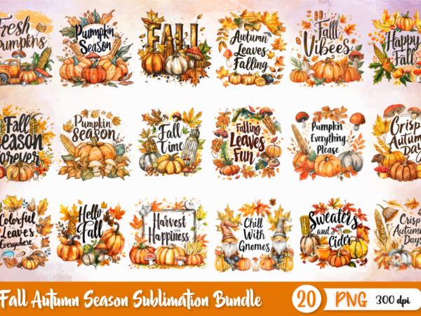 Fall autumn season sublimation bundle, fall t-shirt design