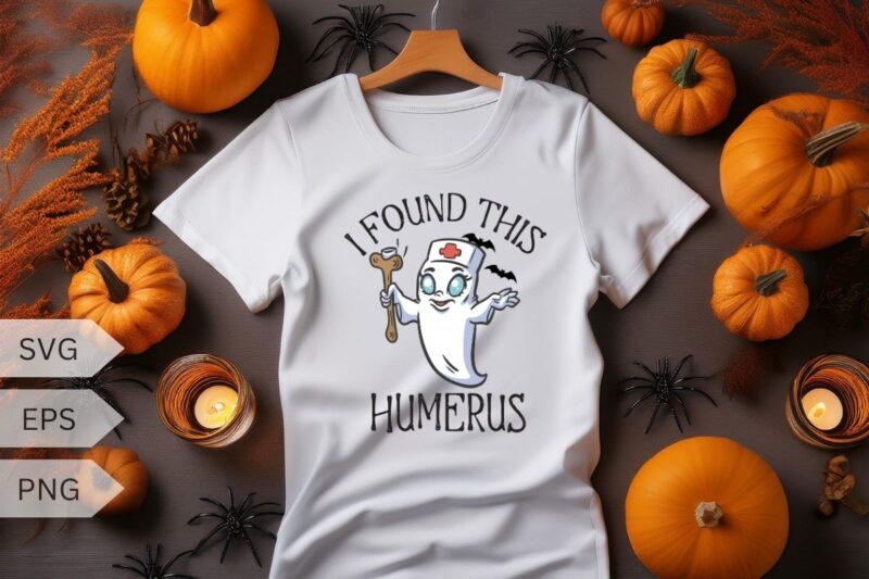 I Found This Humerus Funny Ghost Nurse Halloween T-Shirt design vector, halloween, funny, boo, sheet, ghost, retro, vintage, nurse, RN nurse