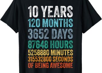 10 Year Old BDay Decorations Son Boy 10yr 10th Birthday T-Shirt