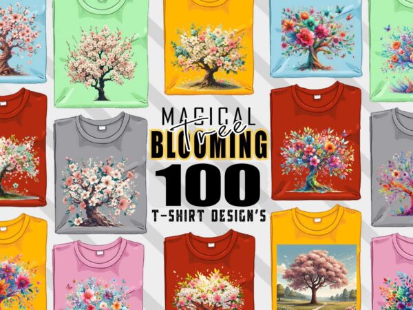 Mega bundle of watercolour blooming tree t-shirt design bundle with 100 designs – download instantly t-shirt design bundle