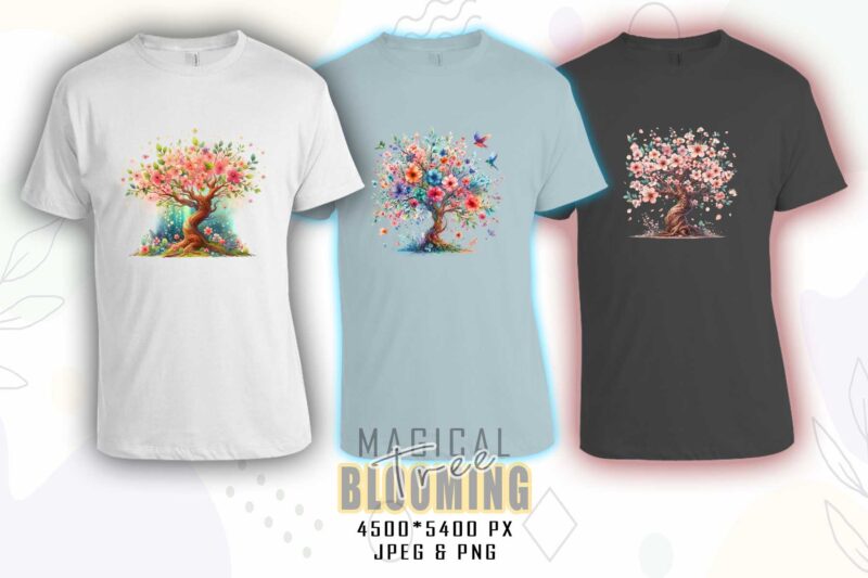 Mega Bundle of Watercolour Blooming Tree t-shirt design bundle with 100 designs – download instantly T-Shirt Design Bundle