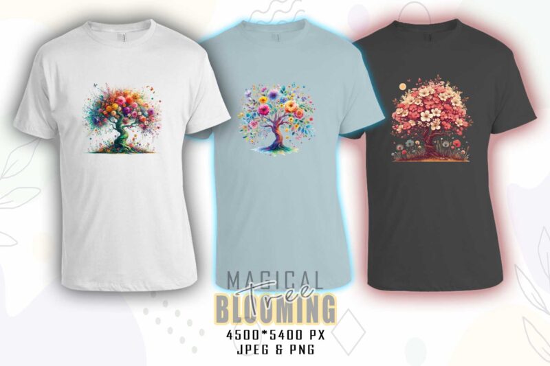 Mega Bundle of Watercolour Blooming Tree t-shirt design bundle with 100 designs – download instantly T-Shirt Design Bundle