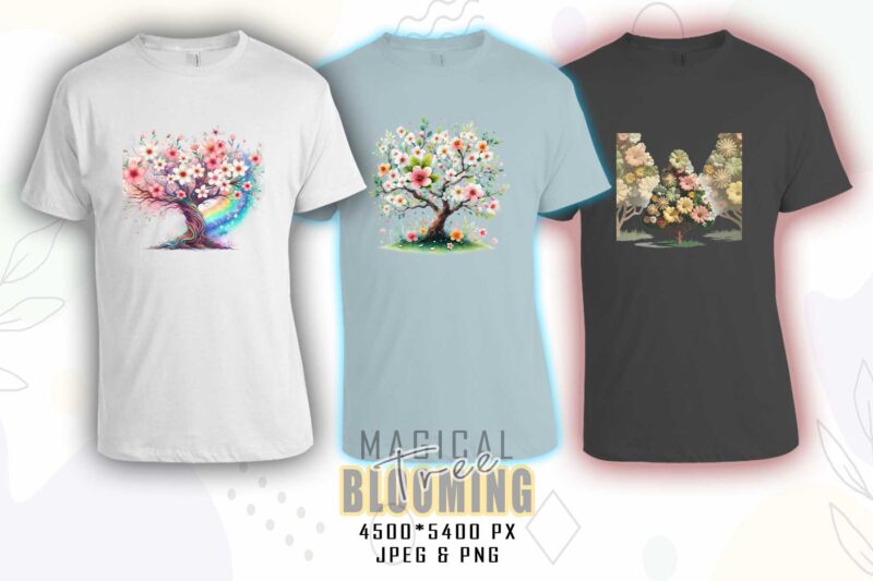 Mega Bundle of Watercolour Blooming Tree t-shirt design bundle with 100 designs – download instantly T-Shirt Design Bundle