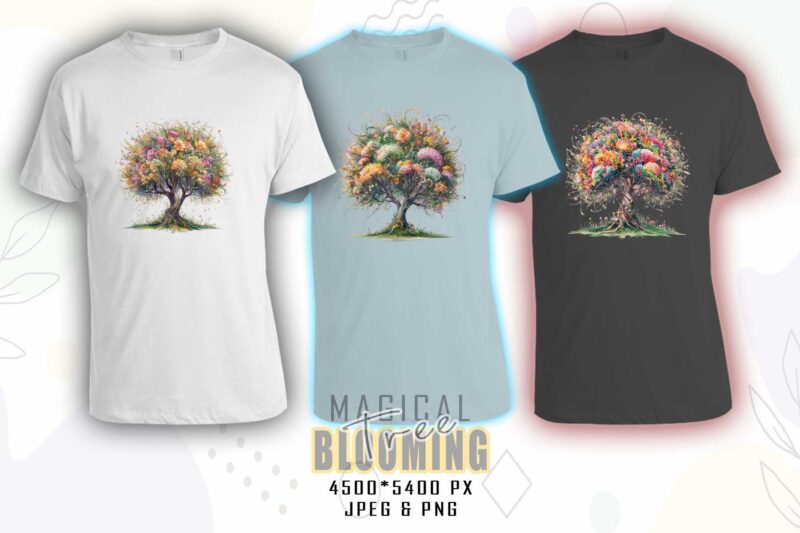 Mega Bundle of Watercolour Blooming Tree t-shirt design bundle with 100 designs – download instantly T-Shirt Design Bundle