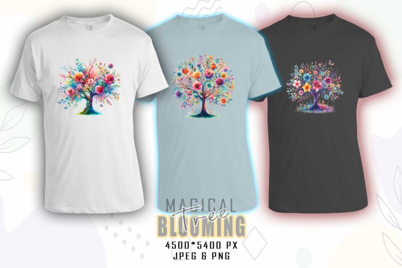 Mega Bundle of Watercolour Blooming Tree t-shirt design bundle with 100 designs – download instantly T-Shirt Design Bundle