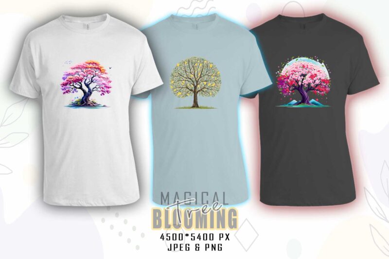 Mega Bundle of Watercolour Blooming Tree t-shirt design bundle with 100 designs – download instantly T-Shirt Design Bundle