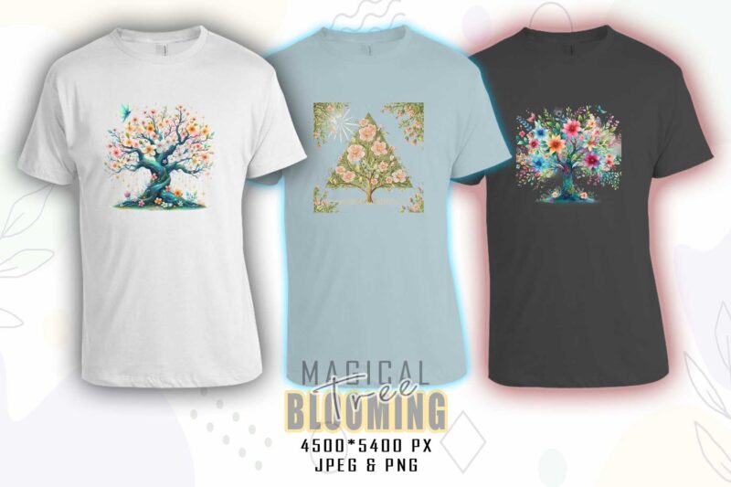 Mega Bundle of Watercolour Blooming Tree t-shirt design bundle with 100 designs – download instantly T-Shirt Design Bundle