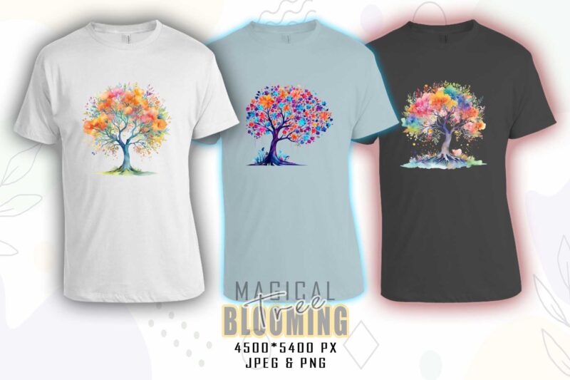 Mega Retro Blooming Tree t-shirt design bundle with 100 designs – download instantly Retro Vintage T-shirt Illustration Clipart Bundle