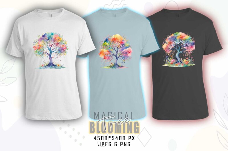 Mega Retro Blooming Tree t-shirt design bundle with 100 designs – download instantly Retro Vintage T-shirt Illustration Clipart Bundle