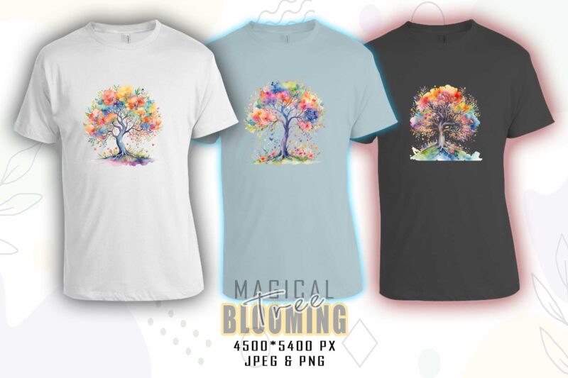 Mega Retro Blooming Tree t-shirt design bundle with 100 designs – download instantly Retro Vintage T-shirt Illustration Clipart Bundle