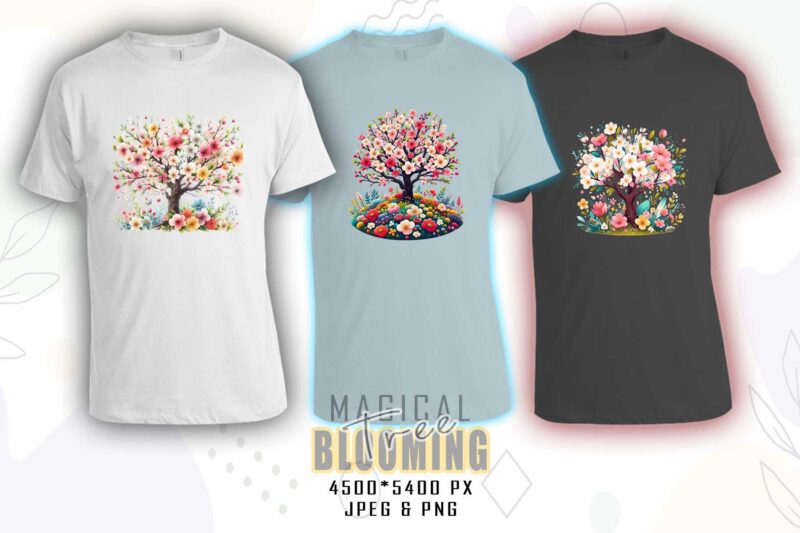 Mega Retro Blooming Tree t-shirt design bundle with 100 designs – download instantly Retro Vintage T-shirt Illustration Clipart Bundle