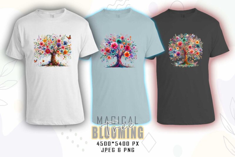 Mega Retro Blooming Tree t-shirt design bundle with 100 designs – download instantly Retro Vintage T-shirt Illustration Clipart Bundle