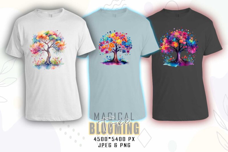 Mega Retro Blooming Tree t-shirt design bundle with 100 designs – download instantly Retro Vintage T-shirt Illustration Clipart Bundle