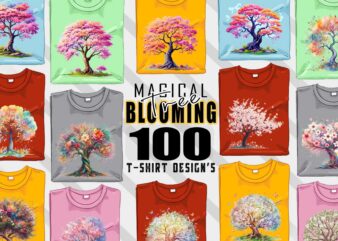 Mega Bundle of Magical Blooming Tree t-shirt design bundle of 100 designs – download instantly Retro Vintage Tee Illustration Clipart Bundle