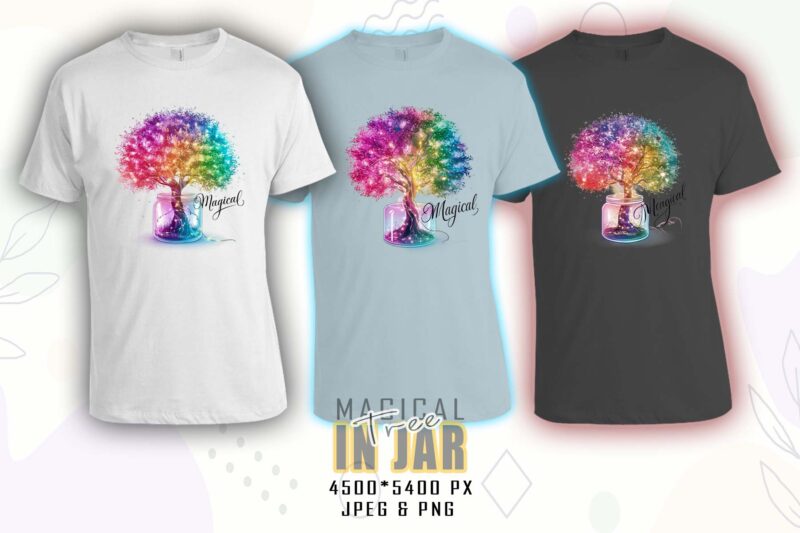 Colourful Magical Tree in a Jar t-shirt design bundle with 100 designs – download instantly Retro Vintage T-shirt Mega Bundle