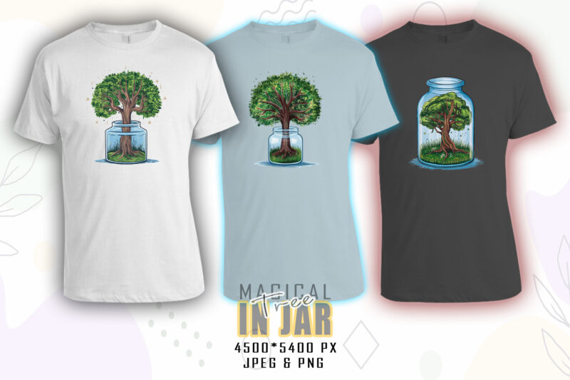 Colourful Magical Tree in a Jar t-shirt design bundle with 100 designs – download instantly Retro Vintage T-shirt Mega Bundle