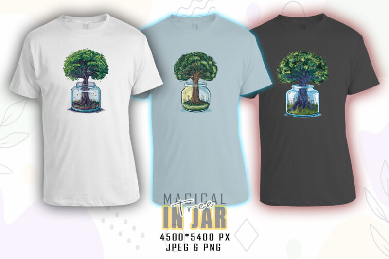 Colourful Magical Tree in a Jar t-shirt design bundle with 100 designs – download instantly Retro Vintage T-shirt Mega Bundle