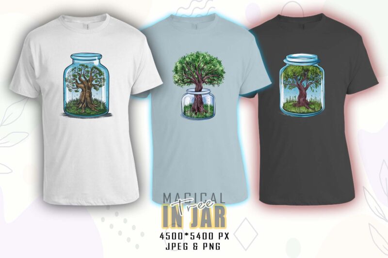 Colourful Magical Tree in a Jar t-shirt design bundle with 100 designs – download instantly Retro Vintage T-shirt Mega Bundle