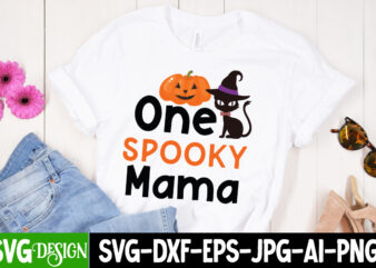 One Spooky Mama T-Shirt Design, One Spooky Mama SVG Cut File , Halloween svg Png Bundle, Retro Halloween design, retro halloween svg, ,Bundl