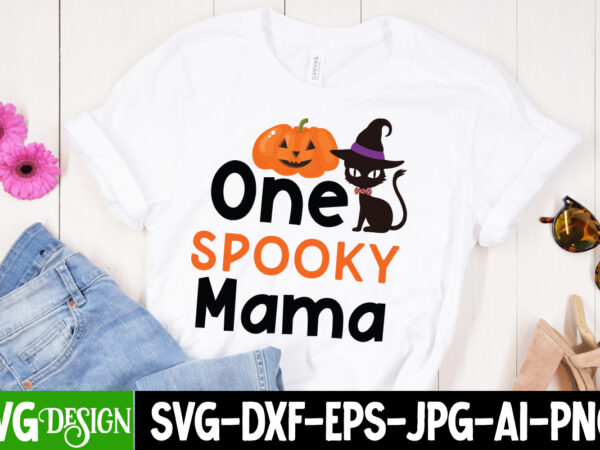 One spooky mama t-shirt design, one spooky mama svg cut file , halloween svg png bundle, retro halloween design, retro halloween svg, ,bundl