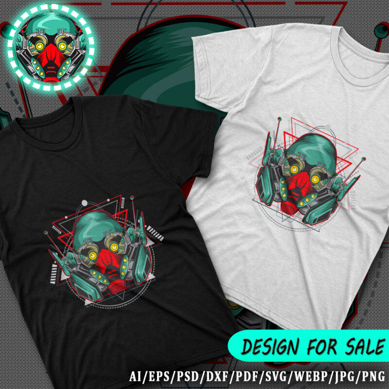 Green Robot Tshirt Design (AI/EPS/PSD/DXF/PDF/SVG/WEBP/JPG/PNG)