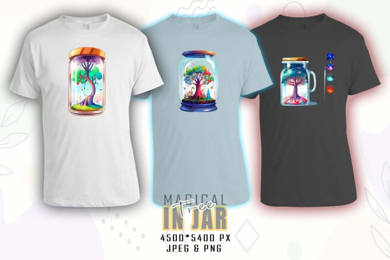 Colourful Magical Tree in a Jar t-shirt design bundle with 125 designs – download instantly Retro Vintage T-shirt Mega Bundle