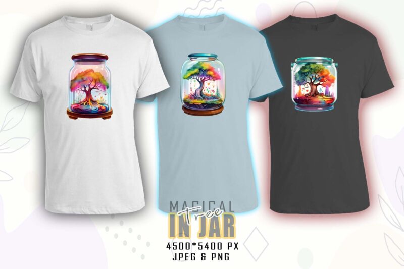 Colourful Magical Tree in a Jar t-shirt design bundle with 125 designs – download instantly Retro Vintage T-shirt Mega Bundle