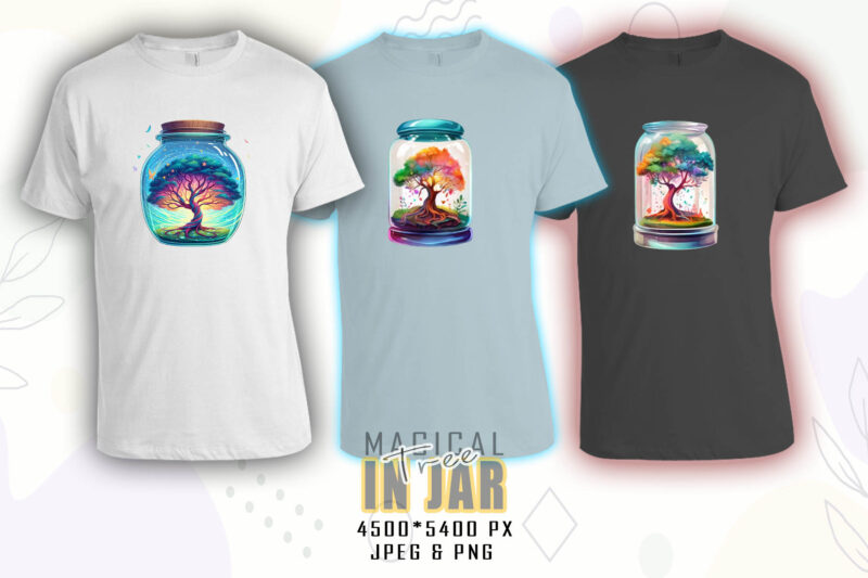 Colourful Magical Tree in a Jar t-shirt design bundle with 125 designs – download instantly Retro Vintage T-shirt Mega Bundle