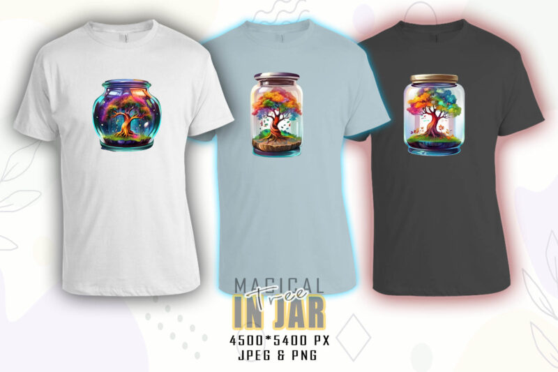 Colourful Magical Tree in a Jar t-shirt design bundle with 125 designs – download instantly Retro Vintage T-shirt Mega Bundle