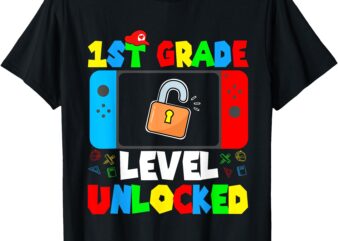 1st Grade Gamer Boys Kids Level Unlocked Back To School T-Shirt