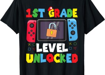 1st Grade Level Unlocked Back to School First Day Gamer Boys T-Shirt