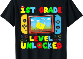 1st Grade Level Unlocked Video Game Back To School Boys T-Shirt