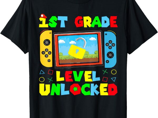 1st grade level unlocked video game back to school boys t-shirt