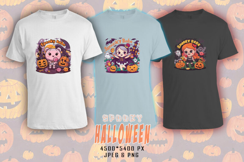 Spooky Halloween Party t-shirt design bundle with 20 png & jpeg designs – download instantly Retro Vintage T-shirt