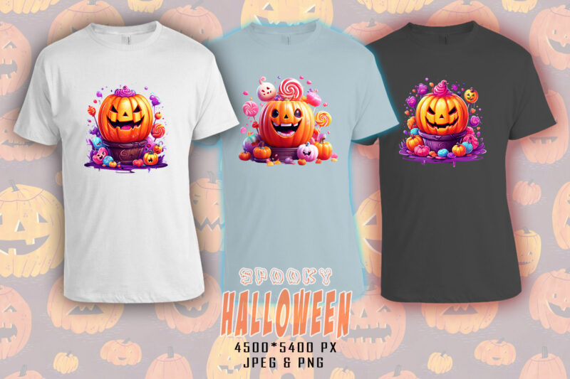 Spooky Halloween Party t-shirt design bundle with 20 png & jpeg designs – download instantly Retro Vintage T-shirt