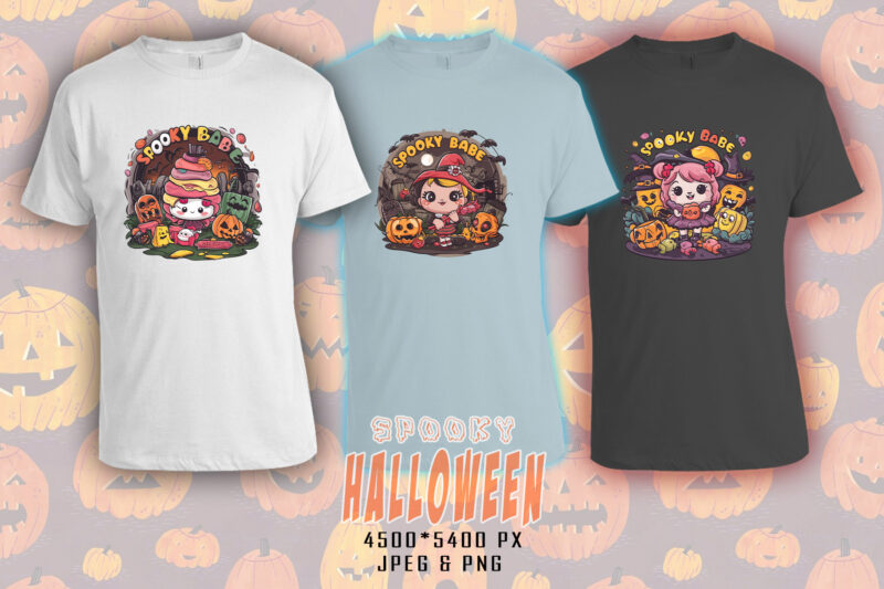 Spooky Halloween Party t-shirt design bundle with 20 png & jpeg designs – download instantly Retro Vintage T-shirt