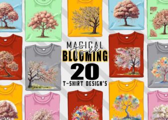 T-Shirt Design Blooming Tree t-shirt design bundle with 20 designs – download instantly Retro Vintage T-shirt Illustration Clipart Bundle