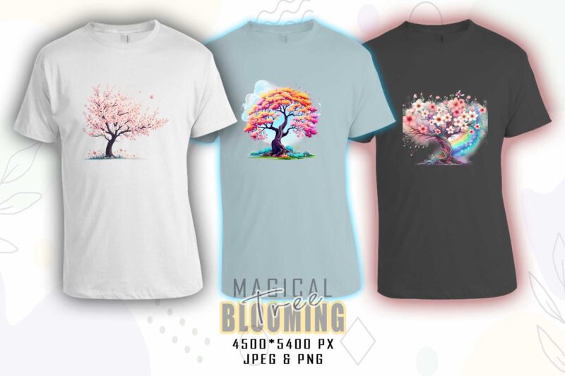 Vintage Blooming Tree t-shirt design bundle with 20 designs – download instantly Retro Vintage Illustration