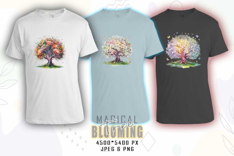 Vintage Blooming Tree t-shirt design bundle with 20 designs – download instantly Retro Vintage Illustration