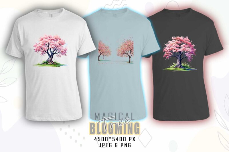 Abstract Blooming Tree t-shirt design bundle with 20 png & jpeg designs – download instantly Retro Vintage T-shirt Design