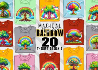 Watercolour Rainbow Tree t-shirt design bundle with 20 designs – download instantly T-Shirt Alert Embrace Your Watercolour Retro Vintage Tee