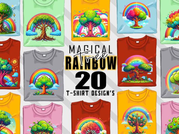 Watercolour rainbow tree t-shirt design bundle with 20 designs – download instantly t-shirt alert embrace your watercolour retro vintage tee