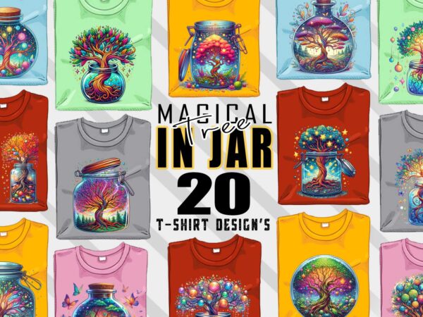 Vintage magical tree in a jar t-shirt design bundle with 20 designs – download instantly retro vintage illustration t-shirt clipart