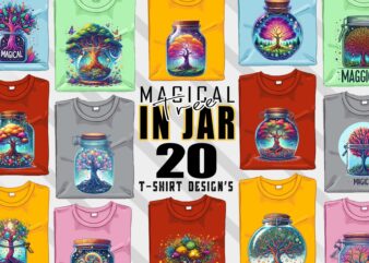 Retro Colourful Tree in a Jar t-shirt design bundle with 20 designs – download instantly Retro Vintage T-shirt