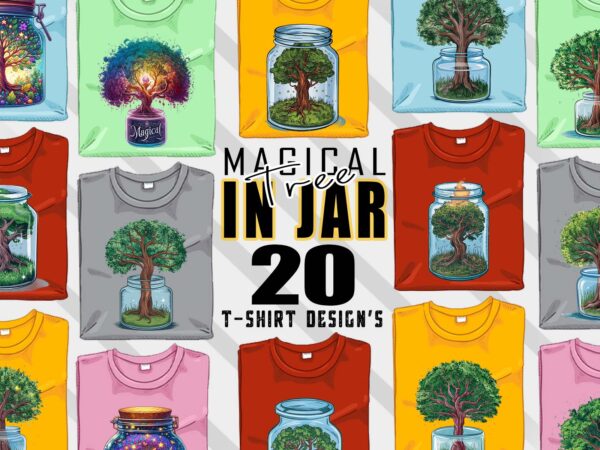 Vintage magical tree in a jar t-shirt design bundle with 20 designs – download instantly retro vintage illustration t-shirt