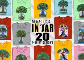 Watercolour Colourful Tree in a Jar t-shirt design bundle with 20 designs – download instantly T-Shirt