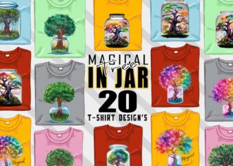 Retro Colourful Tree in a Jar t-shirt design bundle with 20 designs – download instantly Retro Vintage T-shirt